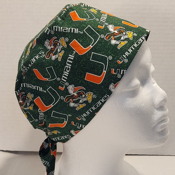 Miami Hurricane, Scrub Cap, Unisex, 3 Styles, Bikers-Skull Cap, Doctor, Nurse, Dentist, Vet, Chemo, Food Service, light weight